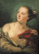 Giovanni Battista Tiepolo There are parrot portrait of young woman Sweden oil painting artist